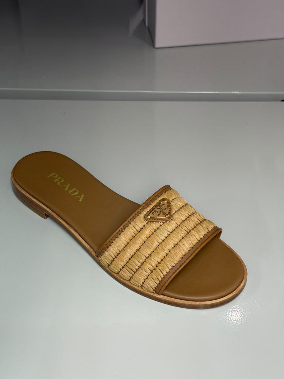 Raffia Slide Sandals