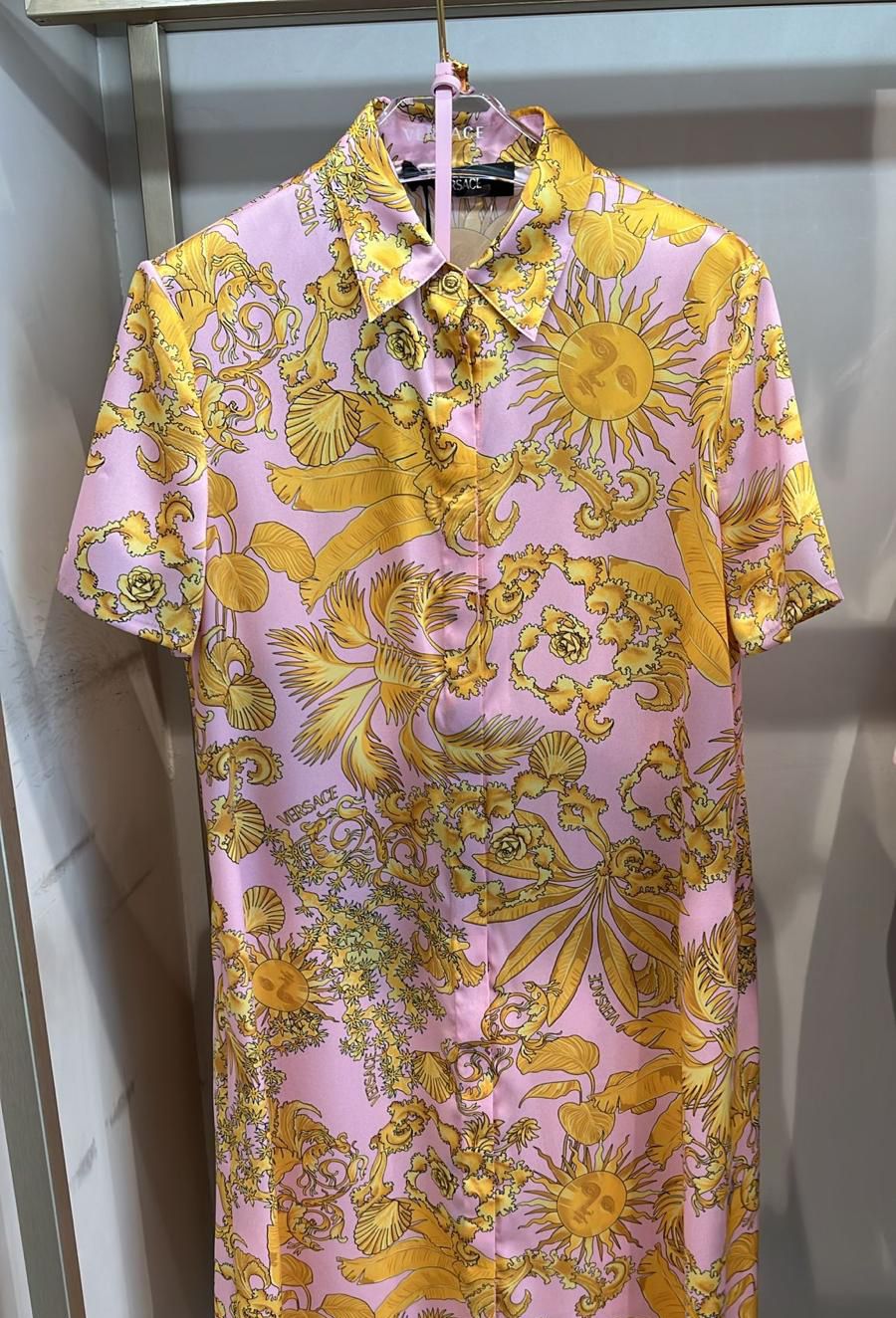 Sun Print Silk Shirt Dress