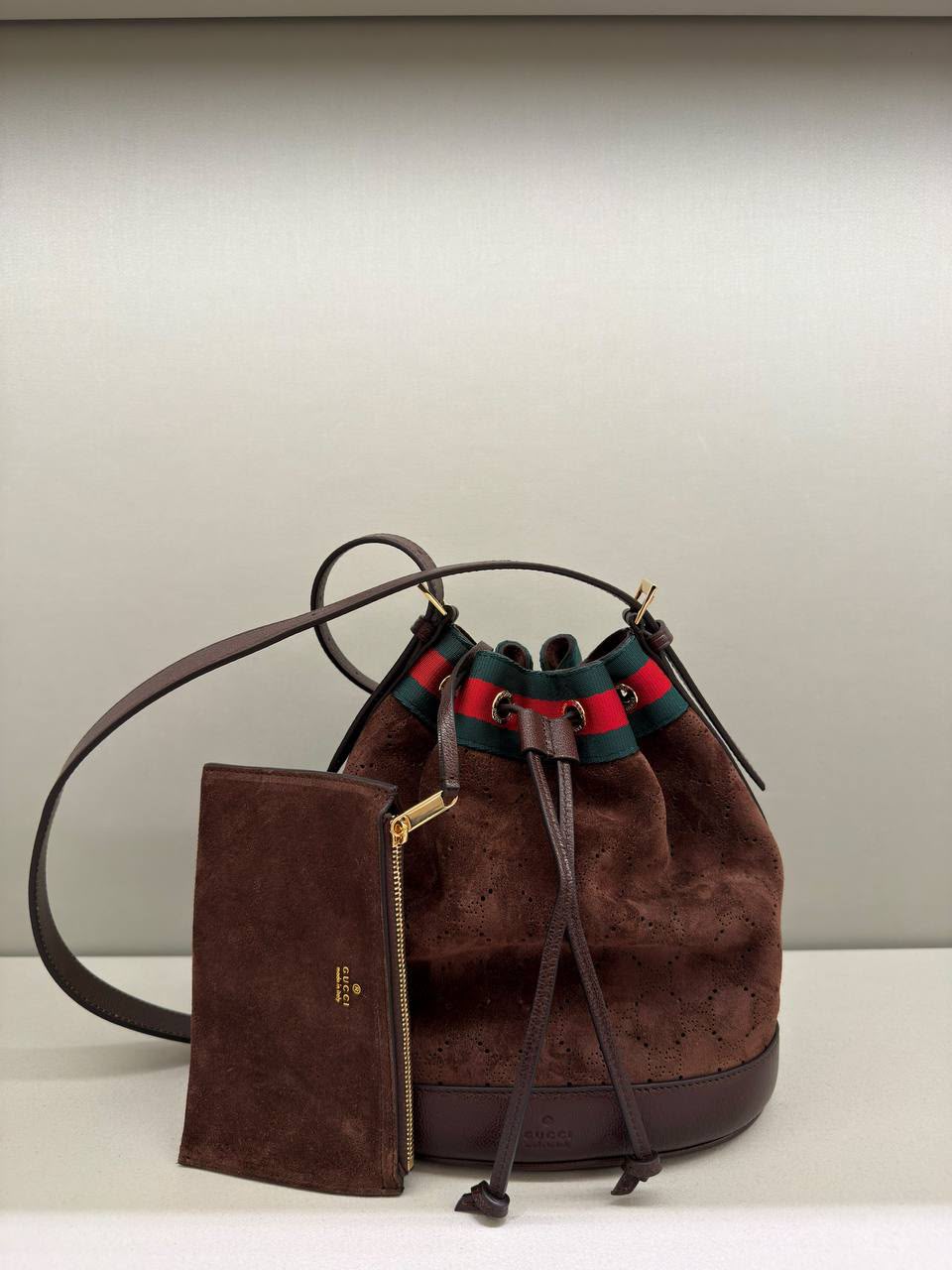 Ophidia Suede Bucket Bag