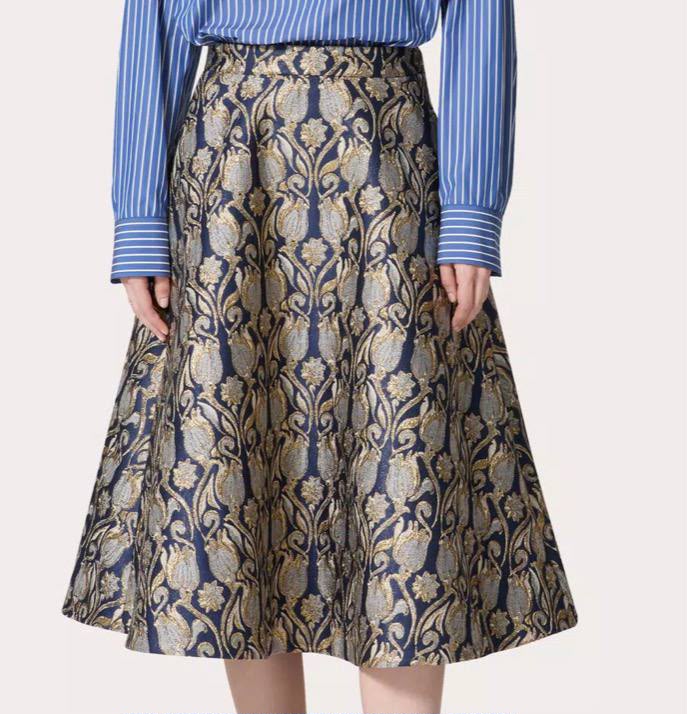 Tulip Jacquard Midi Skirt