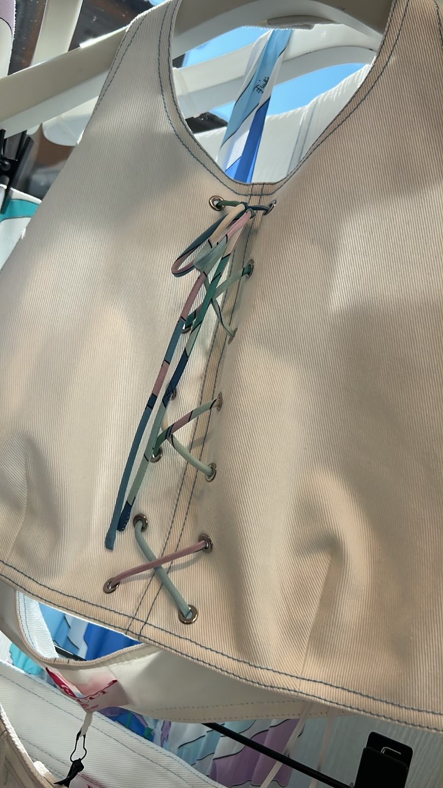 Lace-Up Canvas Top