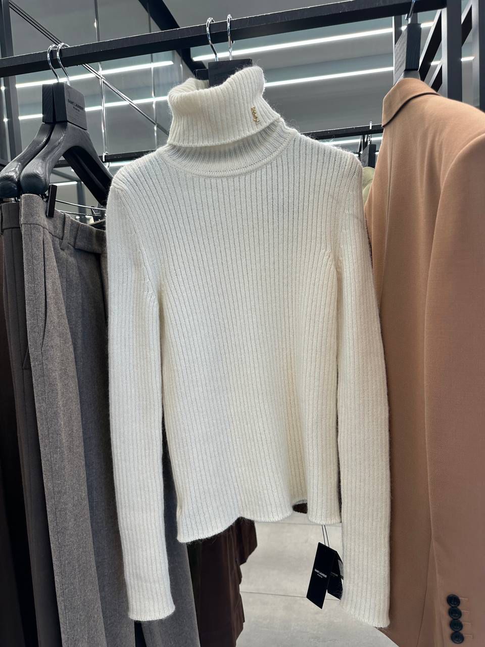 Ribbed Turtleneck Sweater with Cassandre Logo