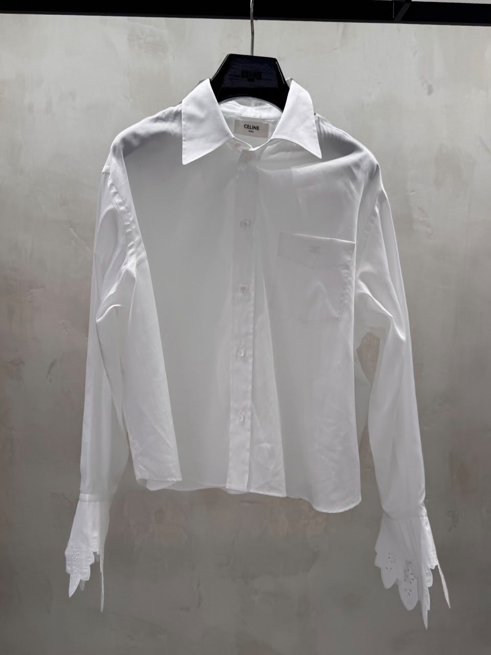 Classic Shirt in Cotton Poplin with Embroidered Cuffs