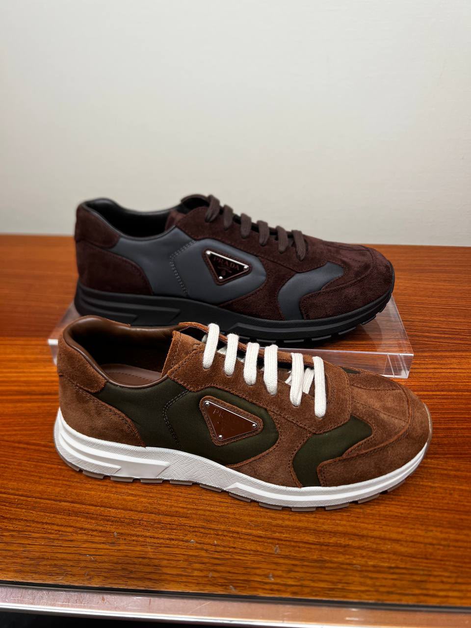 Suede and Re-Nylon Sneakers