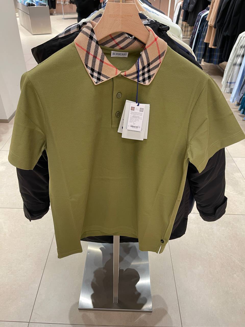 Check Collar Cotton Piqué Polo Shirt