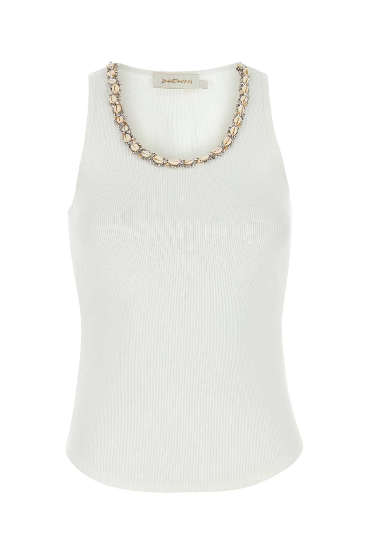 ZIMMERMANN ILLUMINATE EMBELLISHED TANK For Women Exterior: 95% Cotton 5% Elastane