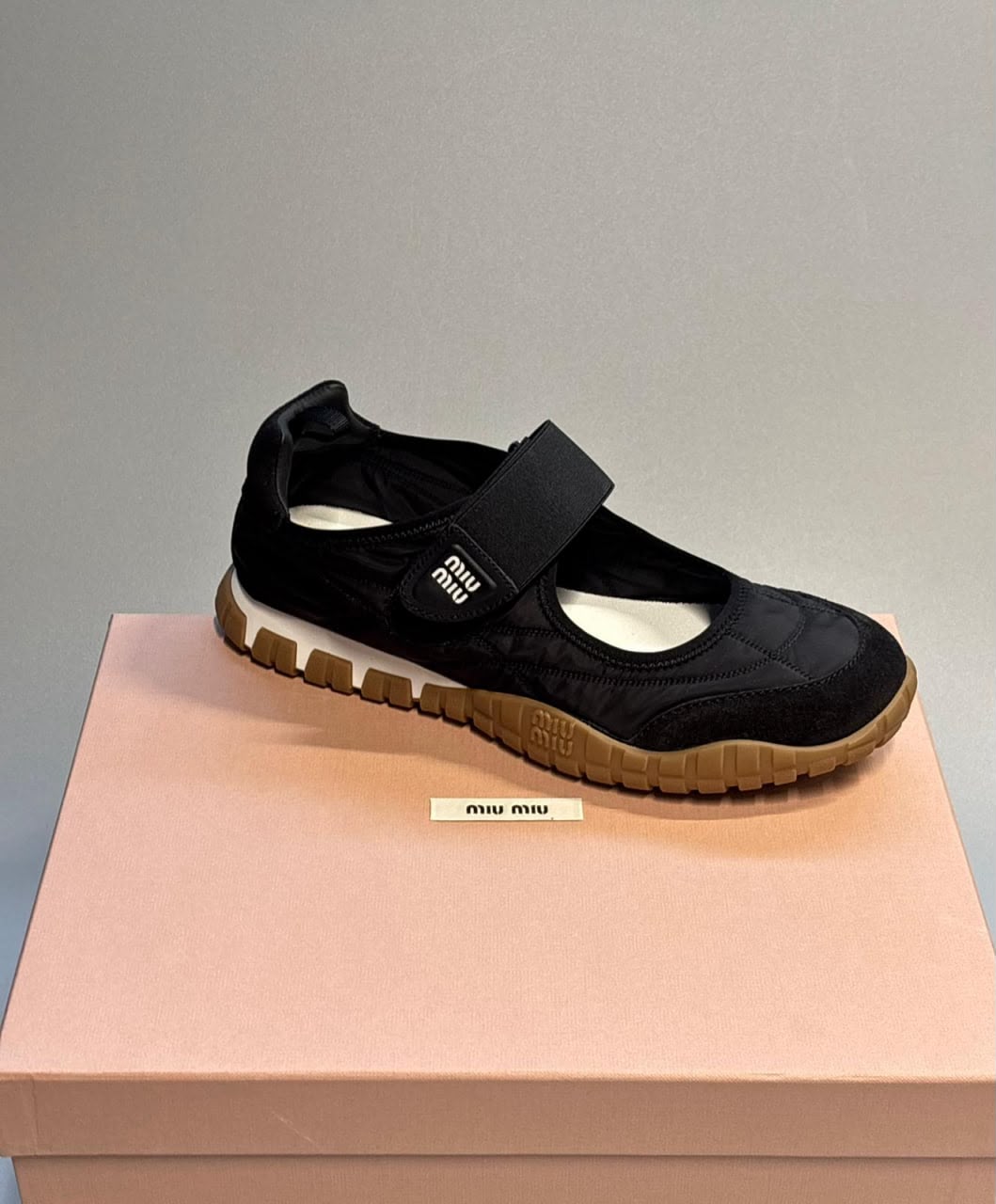 Technical Fabric and Suede Mary Jane Sneakers