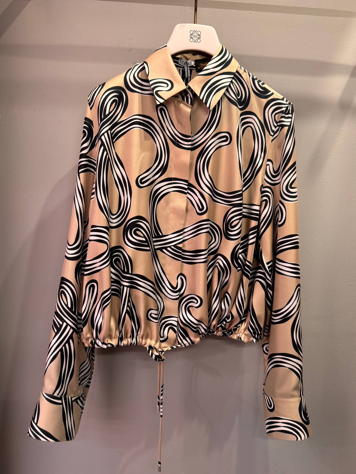 Anagram Print Silk Blouse