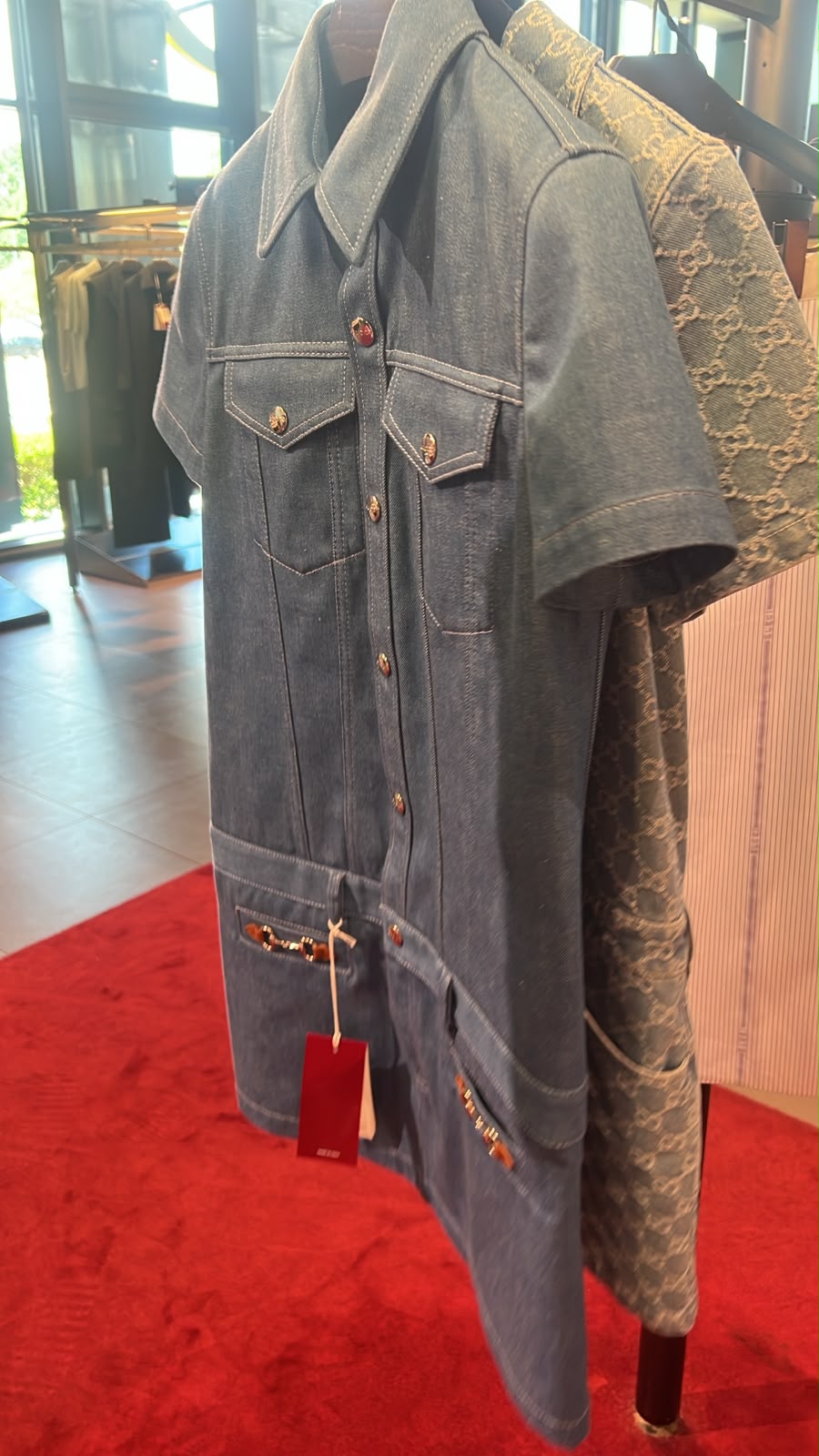 Denim Mini Dress with Horsebit Detail