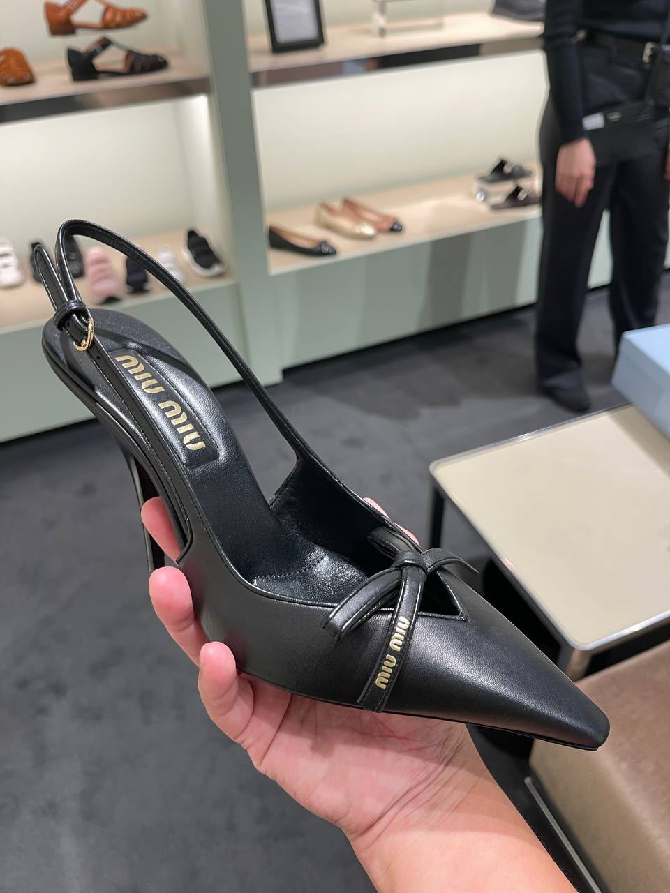 Leather slingback pumps