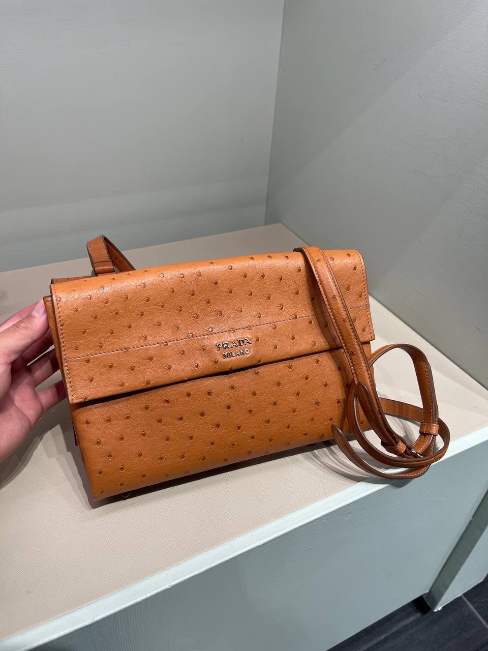 Ostrich Leather Shoulder Bag