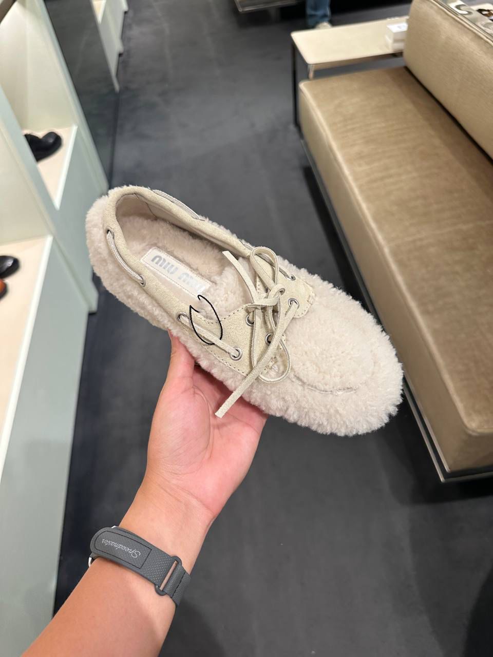 Shearling boat shoes