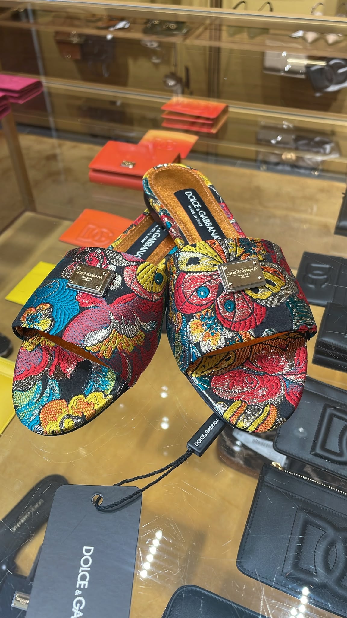 Brocade Slides with Logo Plate