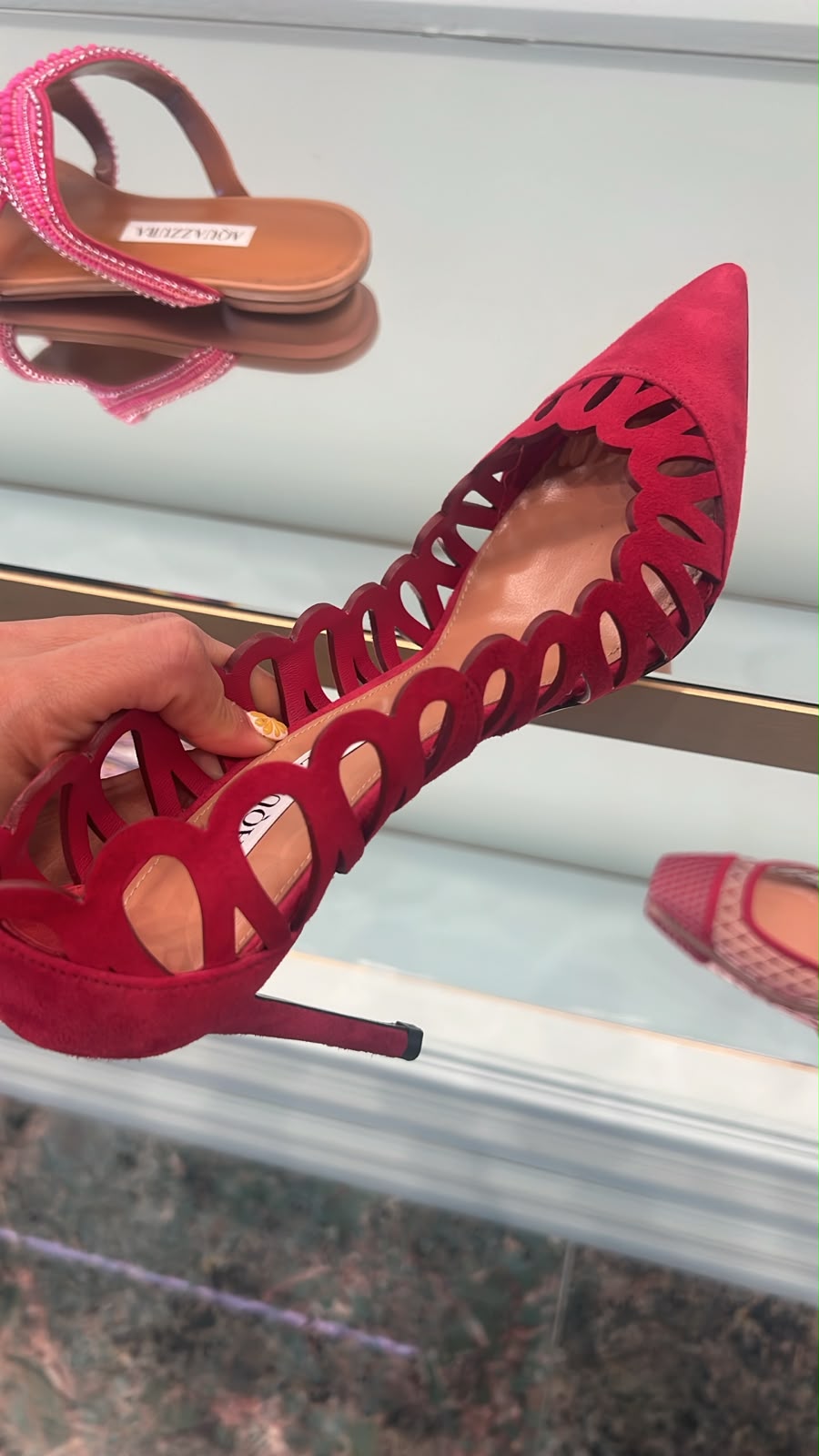 Love Link Cut-Out Suede Pumps