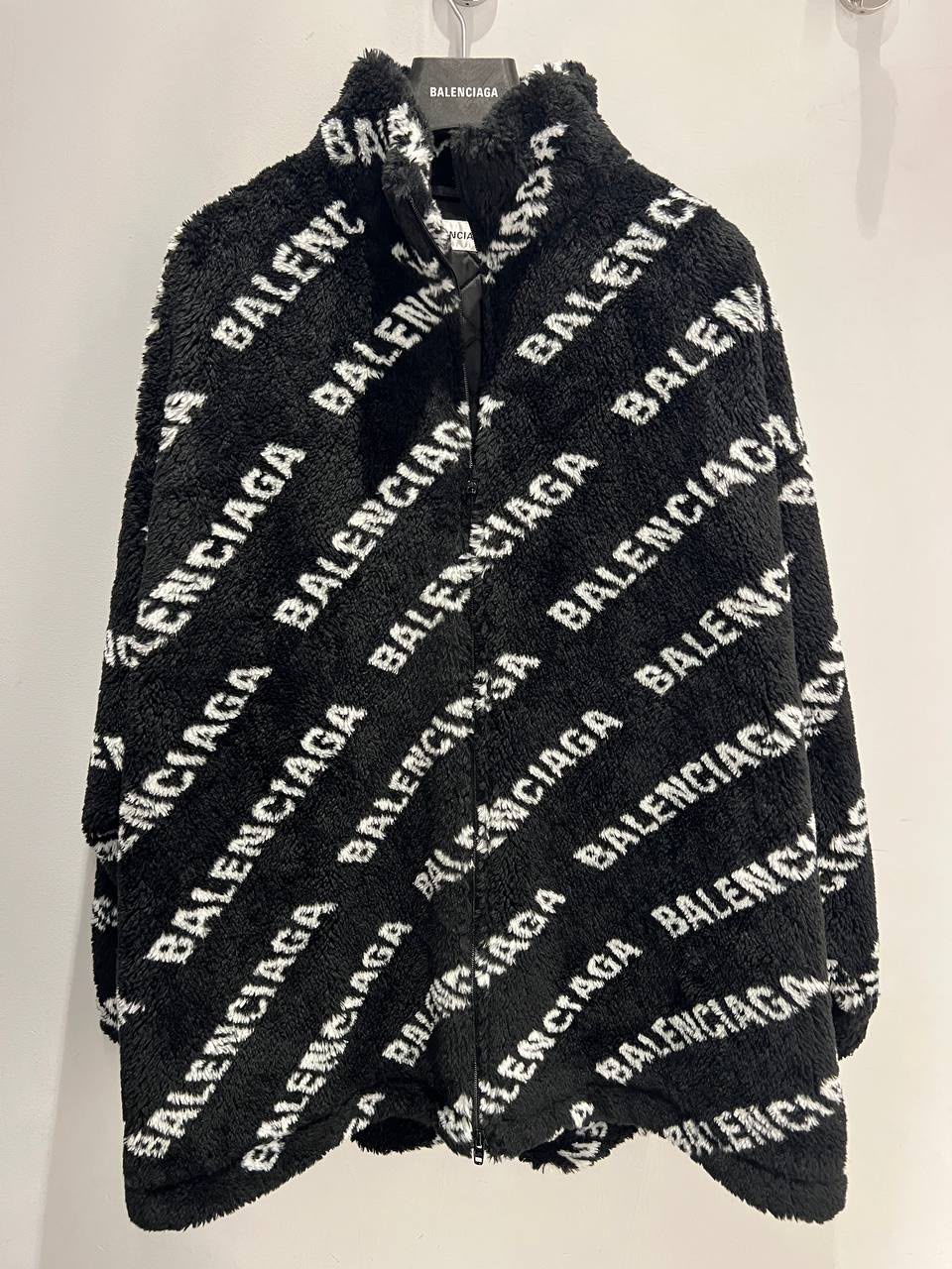 All-Over Logo Faux Fur Jacket