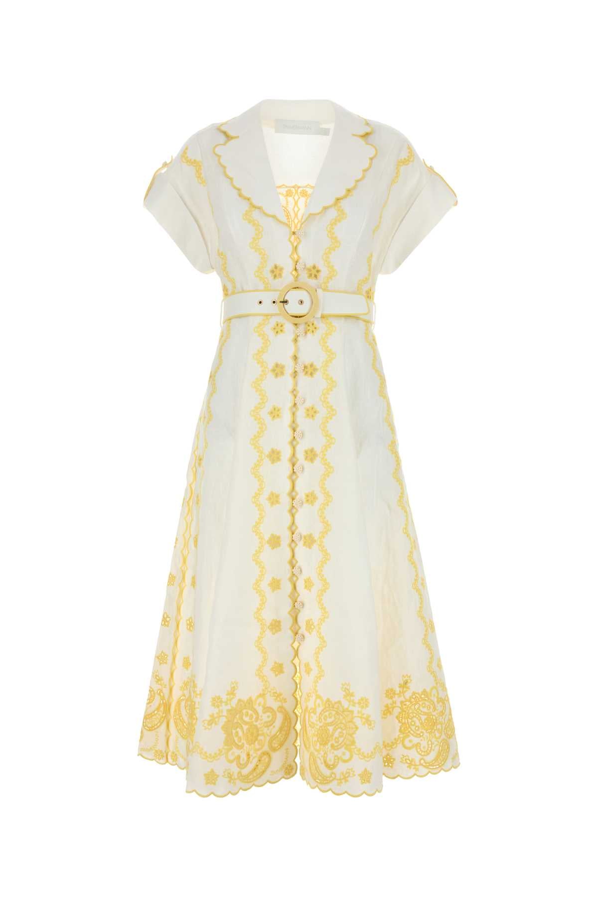 ZIMMERMANN LUCKY EMBROIDERED MIDI DRESS For Women Exterior: 100% Linen