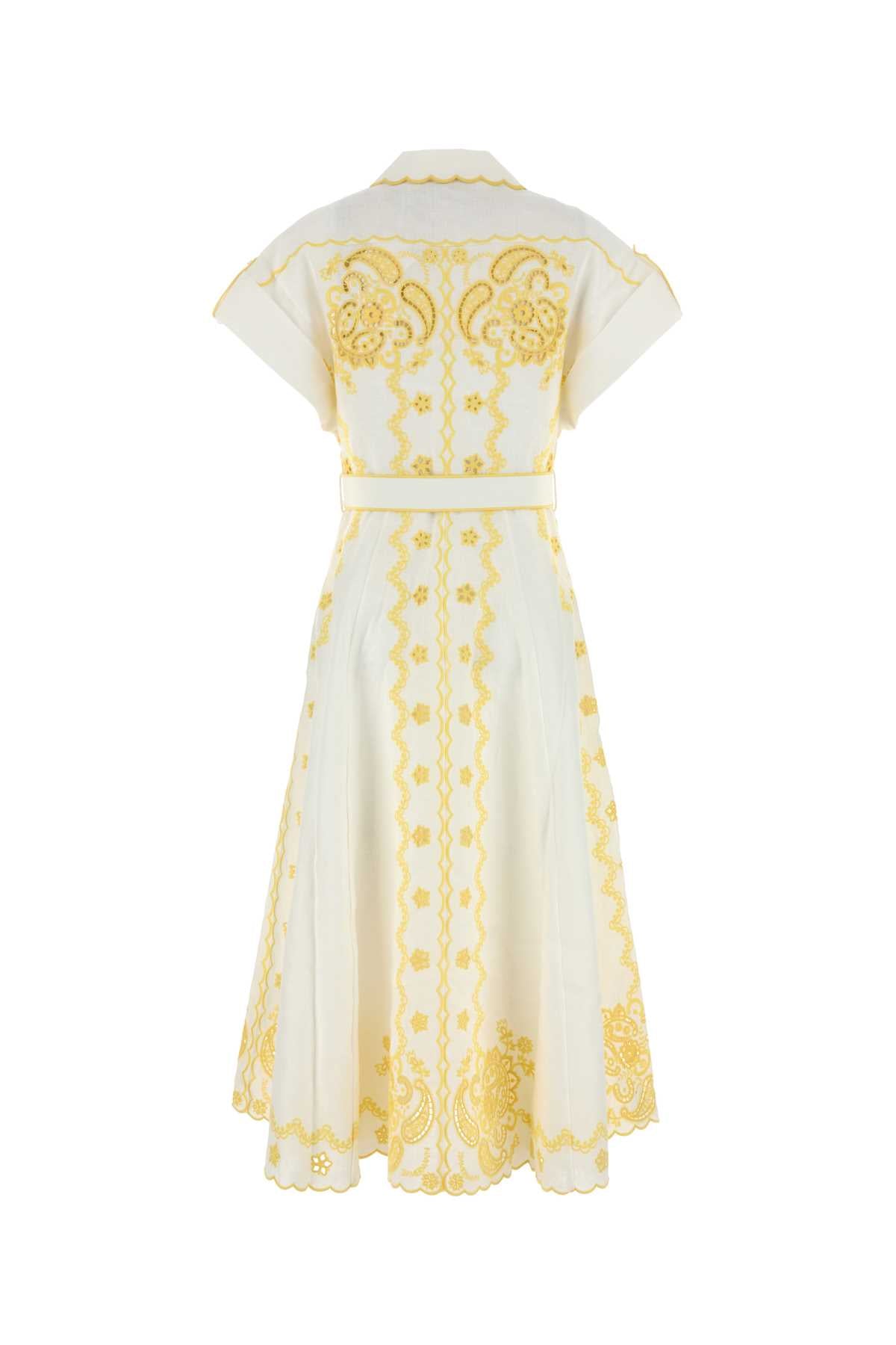 ZIMMERMANN LUCKY EMBROIDERED MIDI DRESS For Women Exterior: 100% Linen