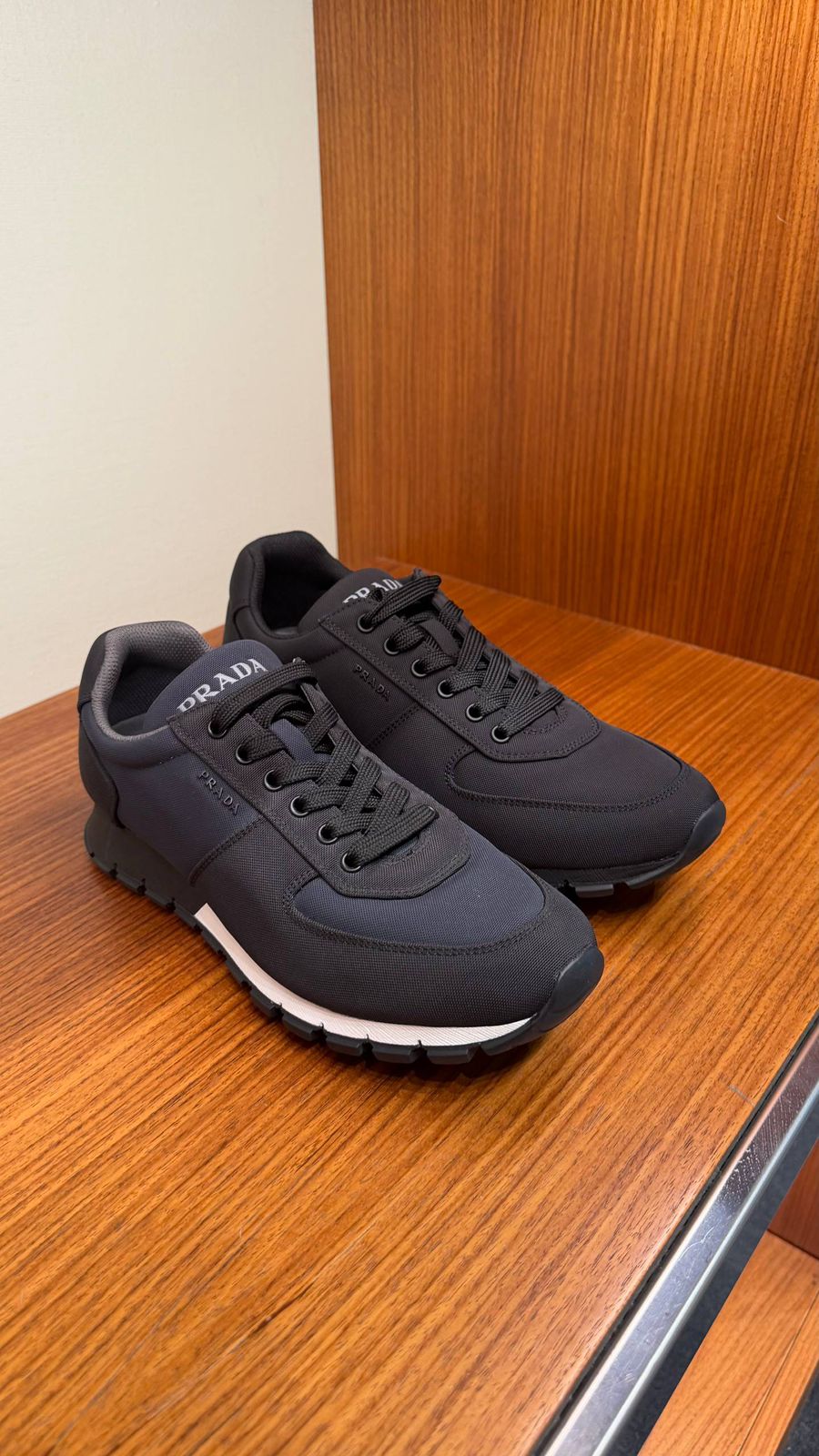 Nylon and Brushed Leather Sneakers