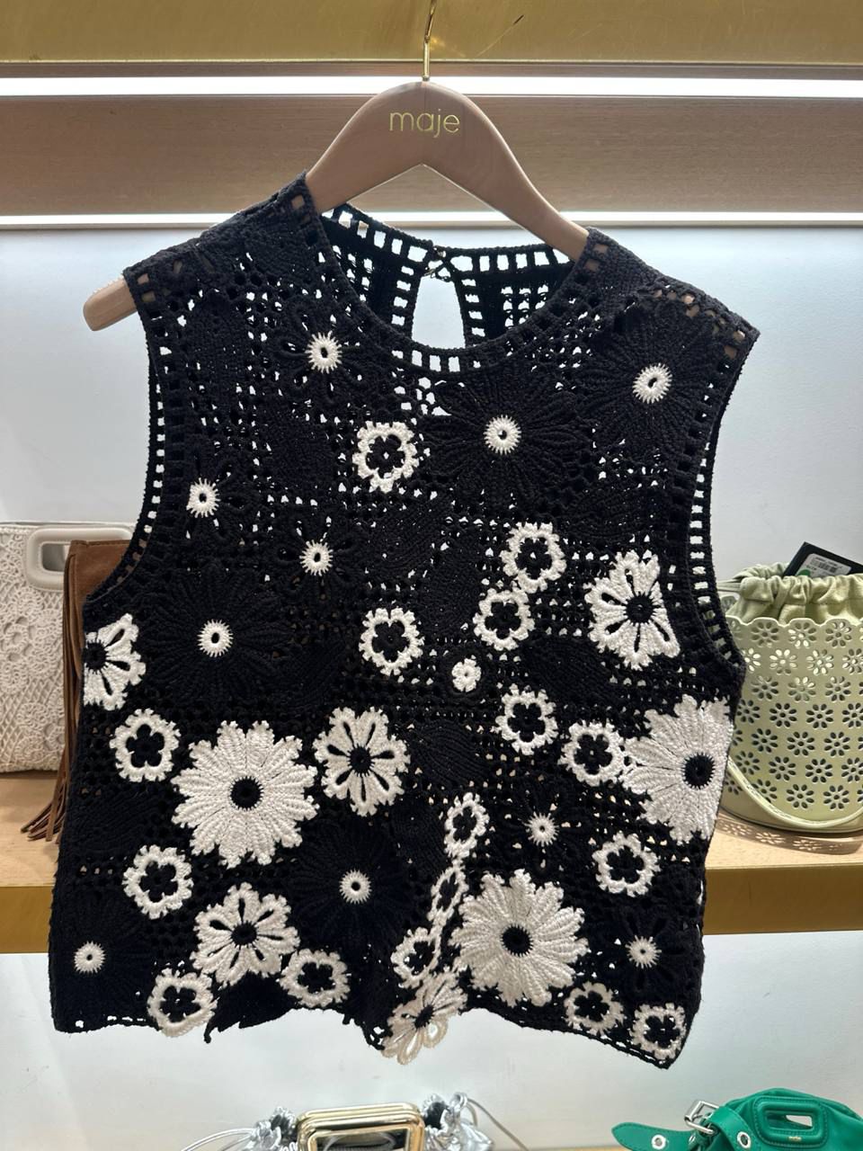 Crochet floral sleeveless top