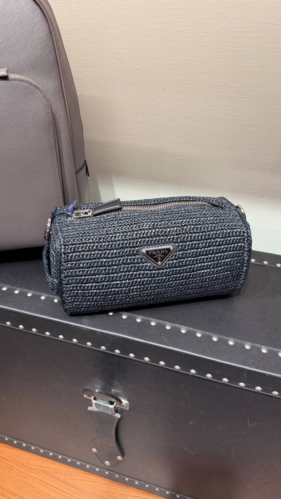Prada Crochet Fabric Cylinder Bag
