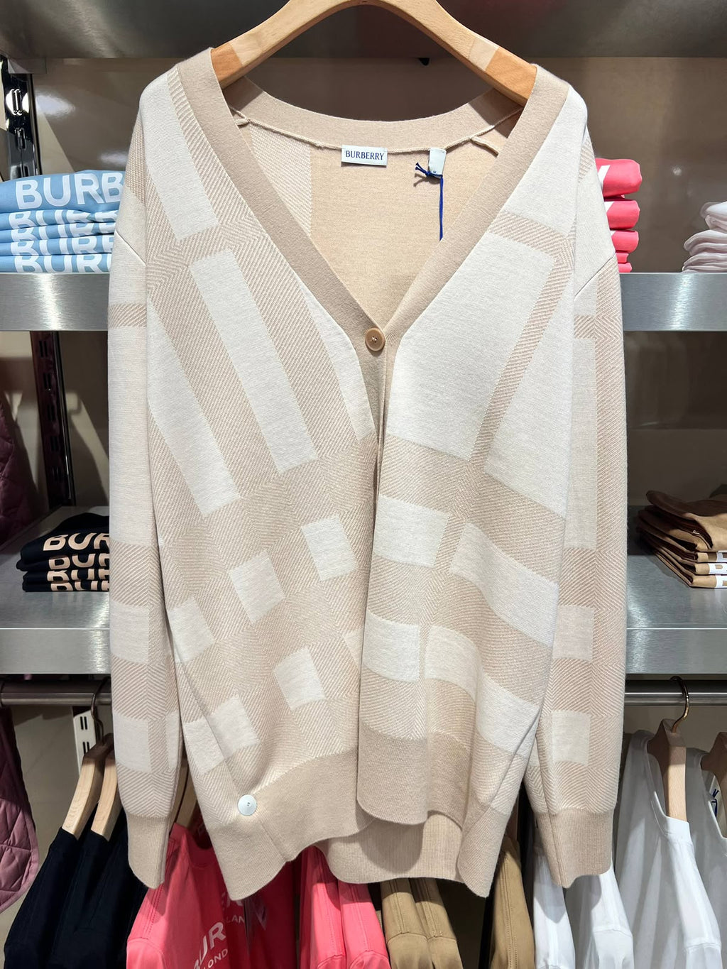 Check Wool Blend Cardigan