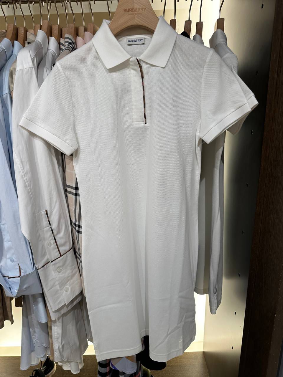 Vintage Check Placket Cotton Piqué Polo Dress