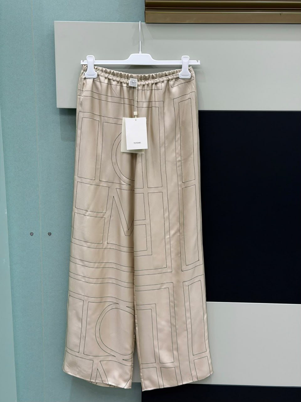 Monogram Silk Wide-Leg Trousers