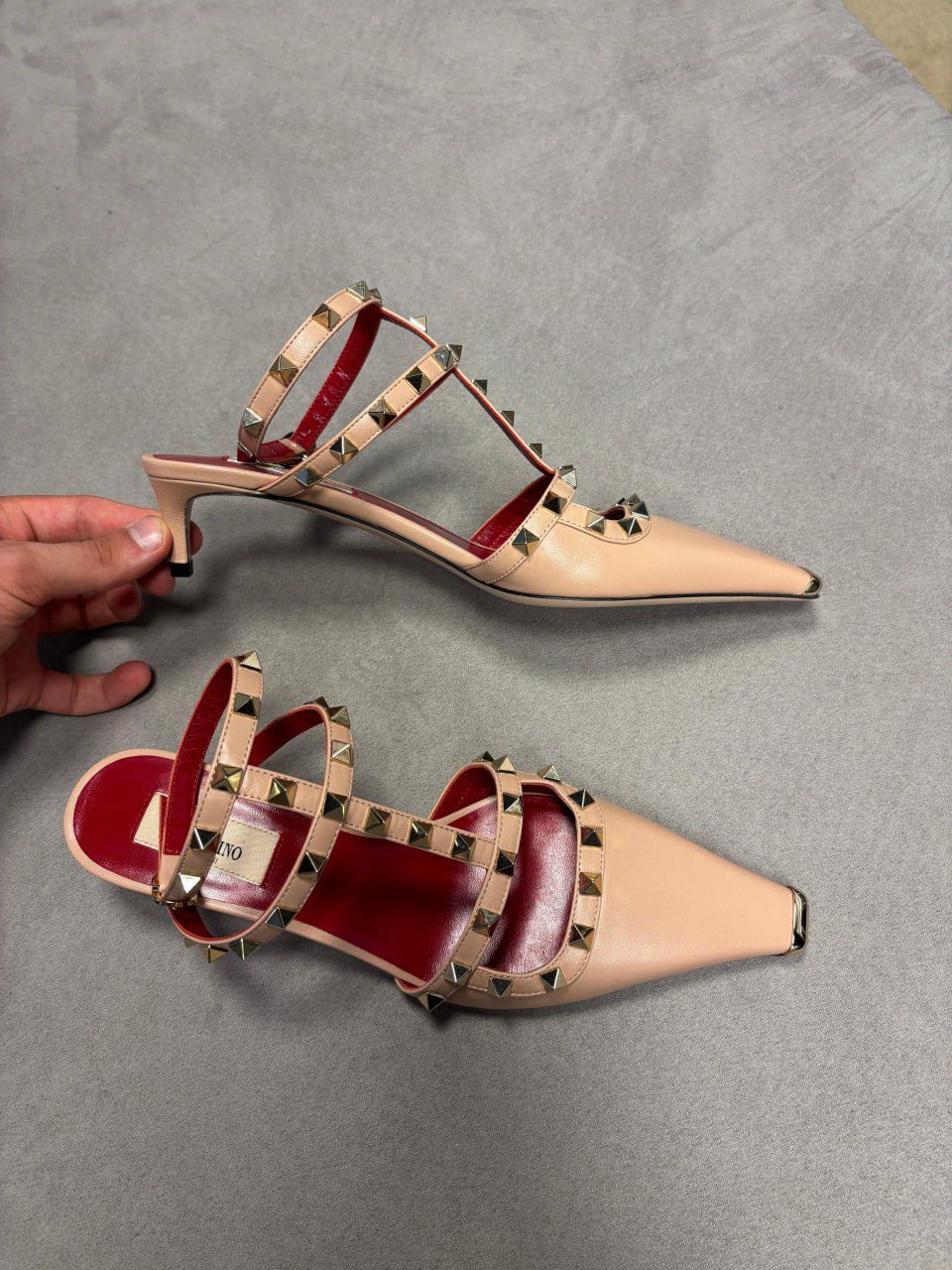 Rockstud Caged Kitten Heel Pump