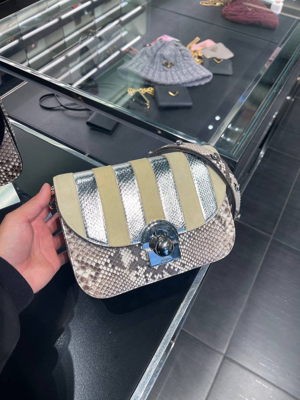 Sidonie Snakeskin and Suede Shoulder Bag