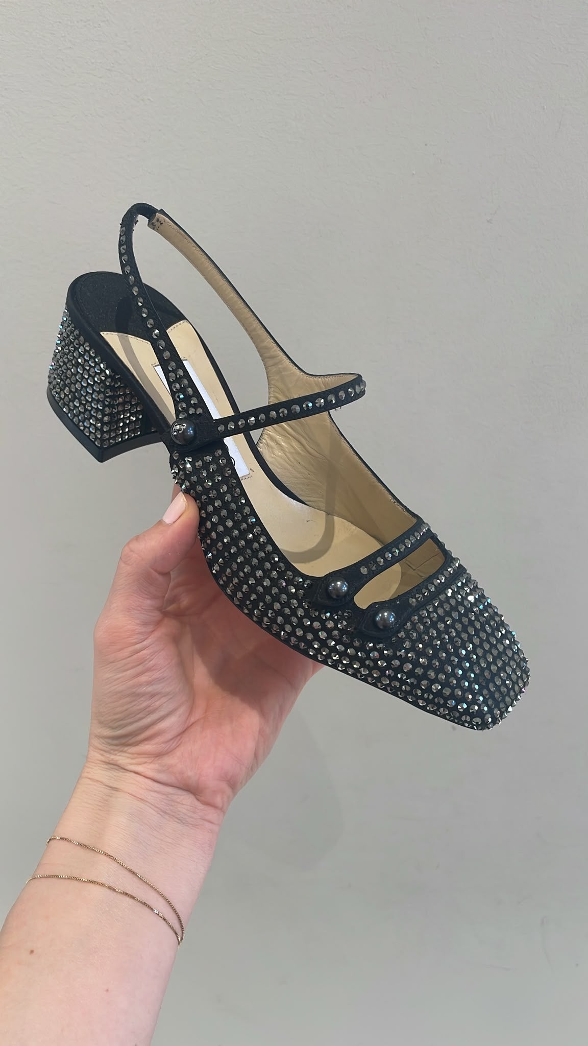 Bing 65 Crystal-Embellished Suede Slingback Pumps