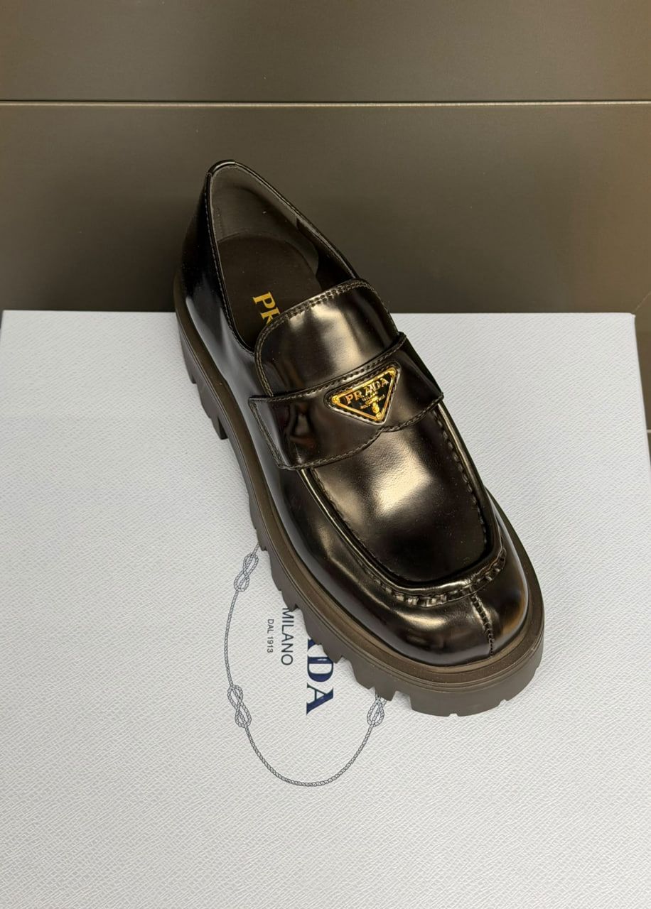 Brushed Leather Monolith Loafers