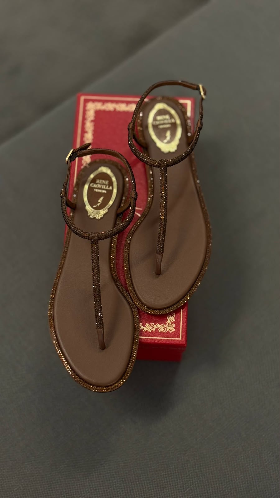 Crystal-Embellished T-Strap Sandals