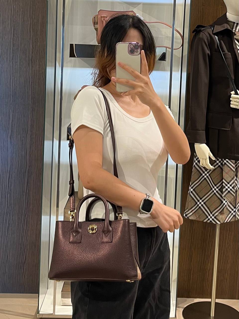Small Metallic Leather Tote Bag