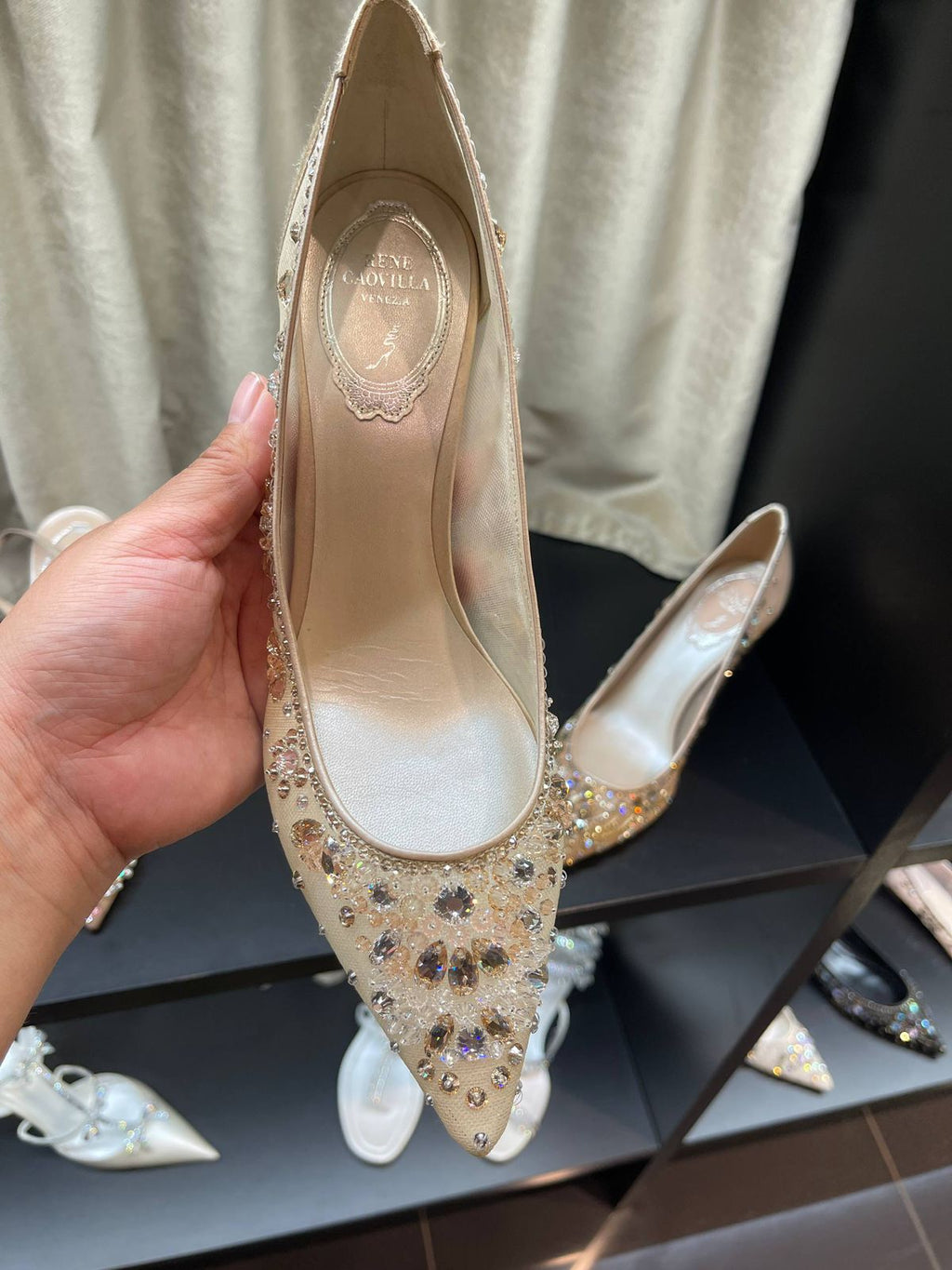 Rene Caovilla Embellished Mesh Pumps