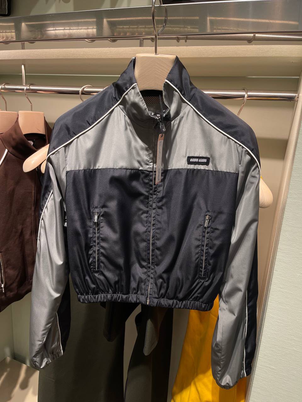 Technical fabric cropped jacket