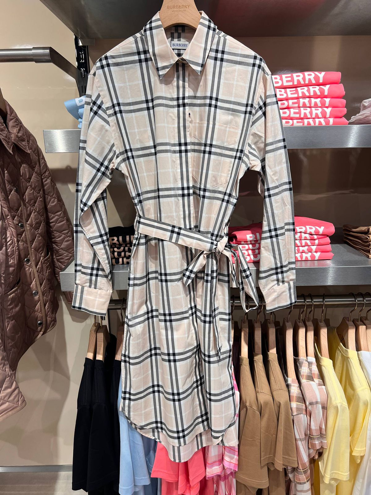 Check Cotton Shirt Dress