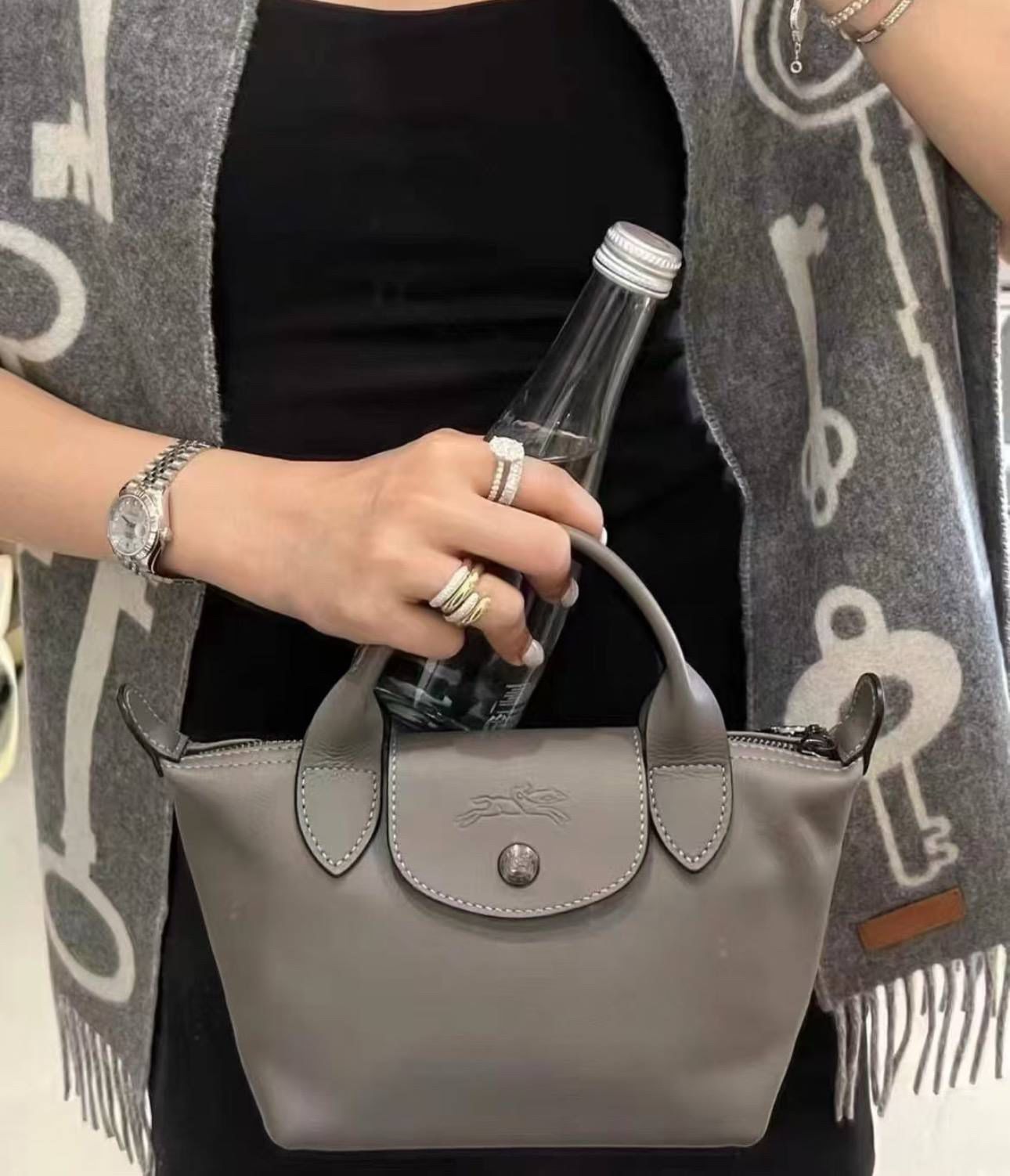 Le Pliage Cuir Top Handle Bag (XS)