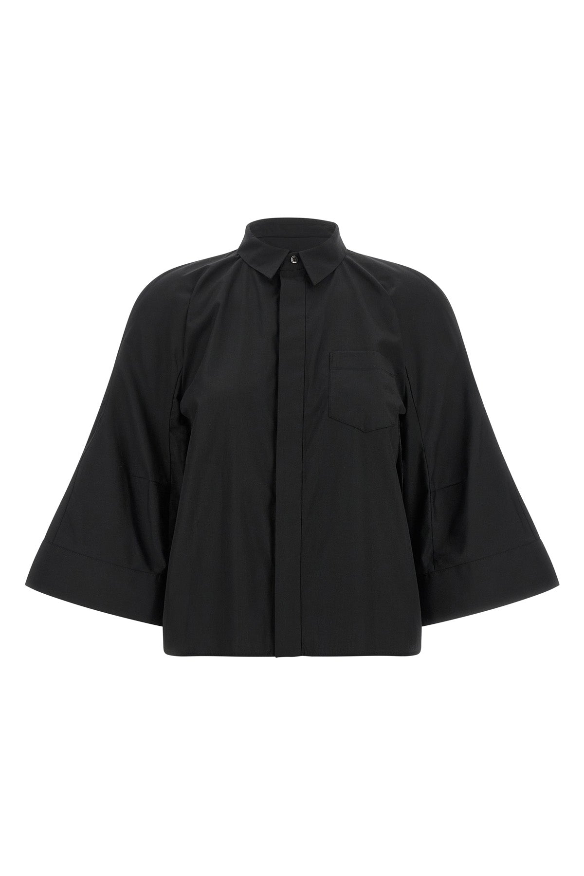 Poplin shirt with wide sleeves