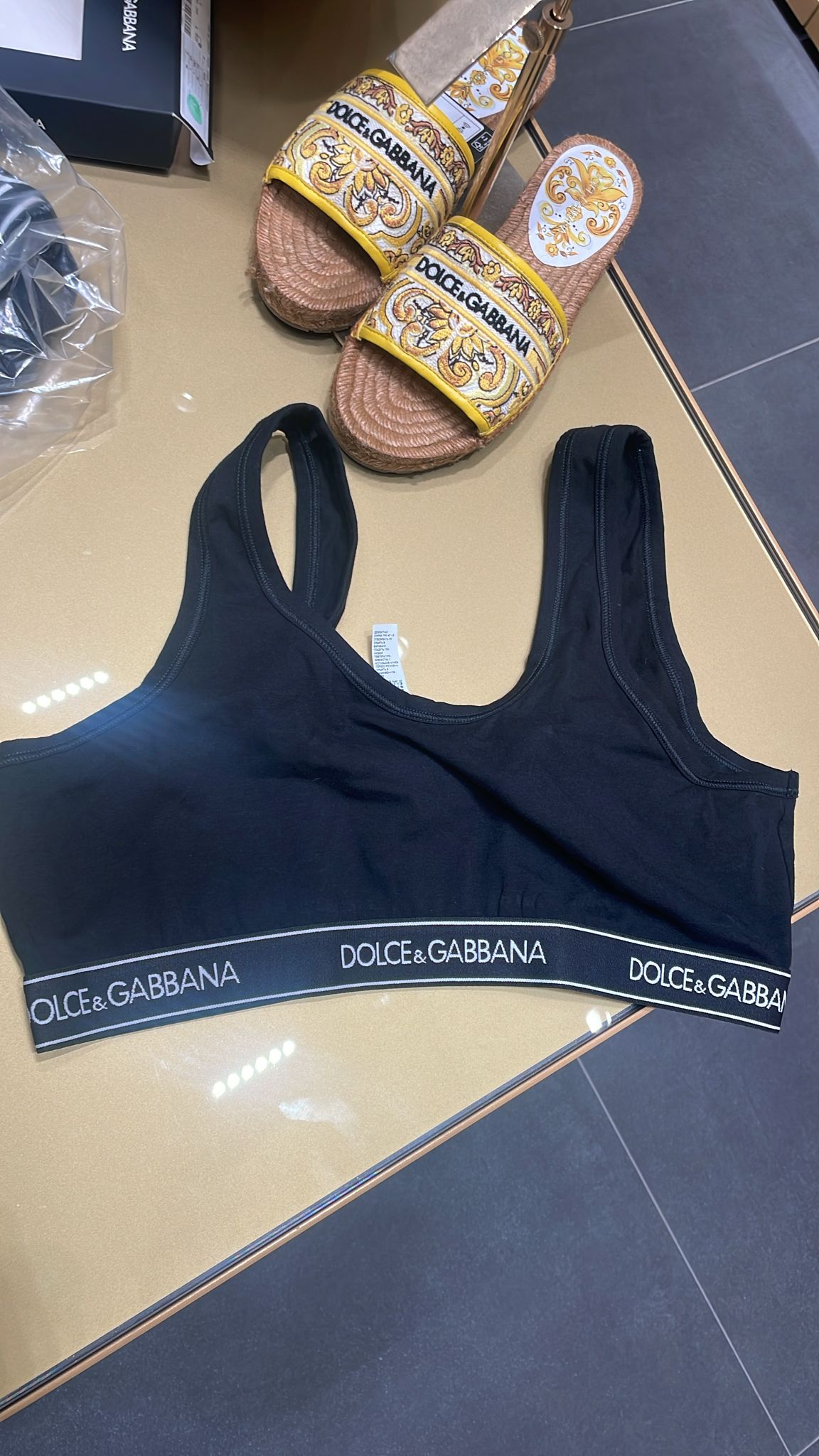 Lace Bralette with Logo Band
