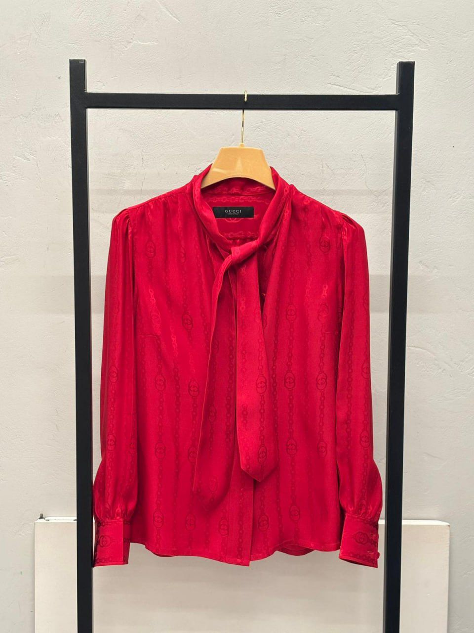 Silk Shirt with Interlocking G Chain Print