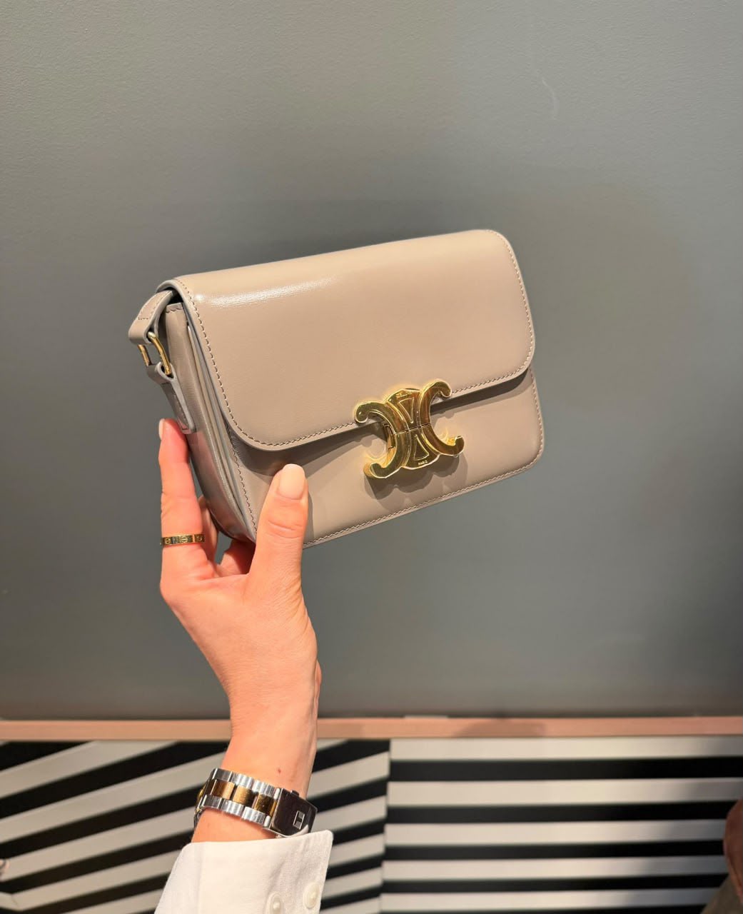 Teen Triomphe Bag in Shiny Calfskin