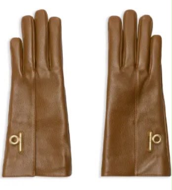Leather Gloves with Toggle Detail
