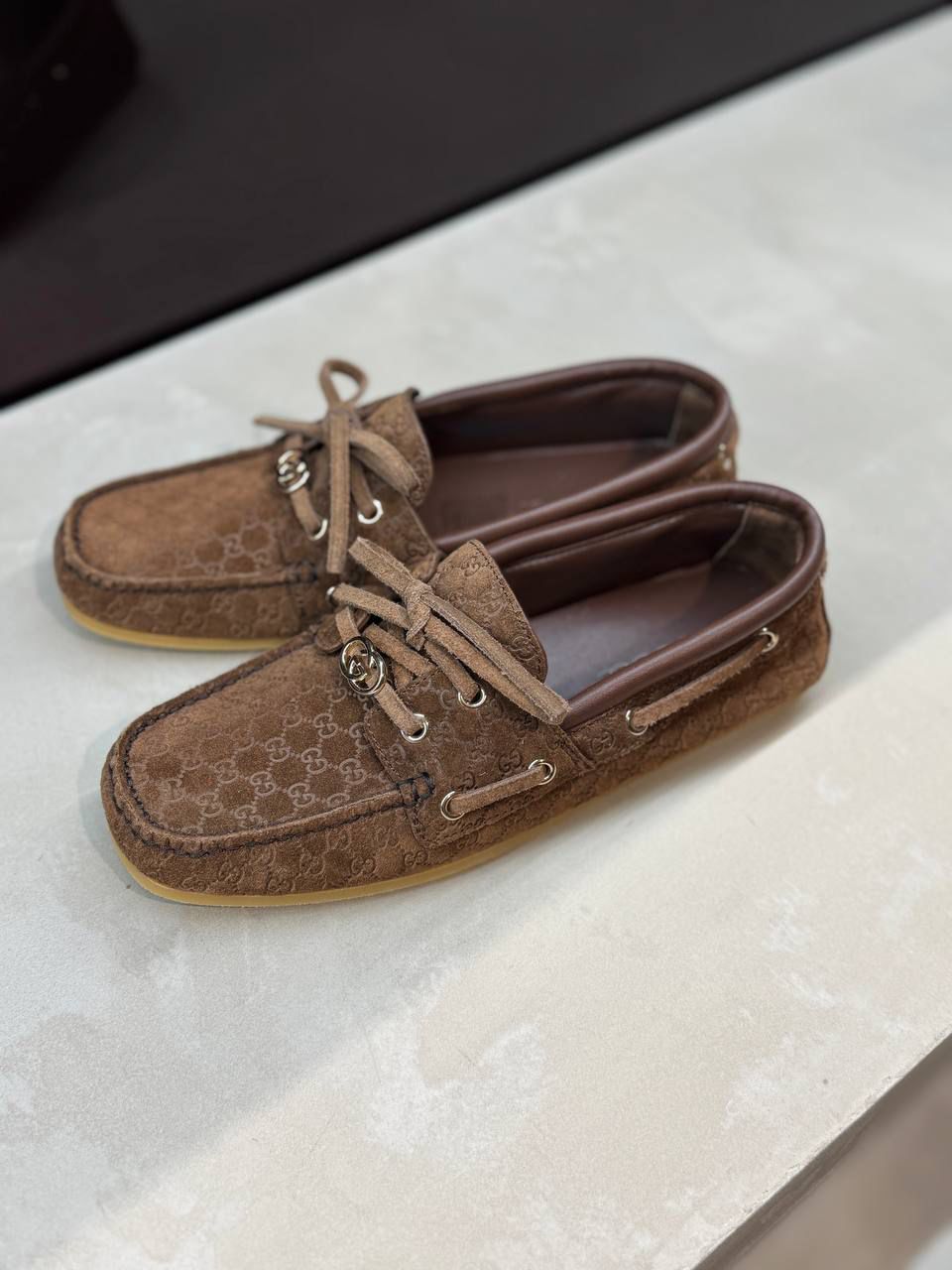 GG suede boat shoe