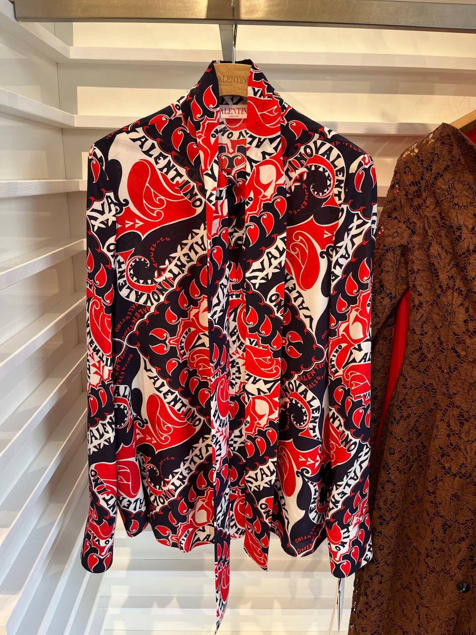 Archive Print Pussy-Bow Silk Blouse