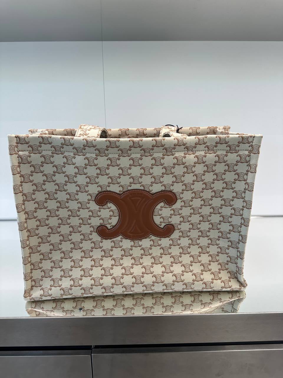 Cabas Tote in Triomphe Canvas and Calfskin