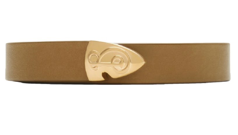 Sculptural Buckle Leather Belt