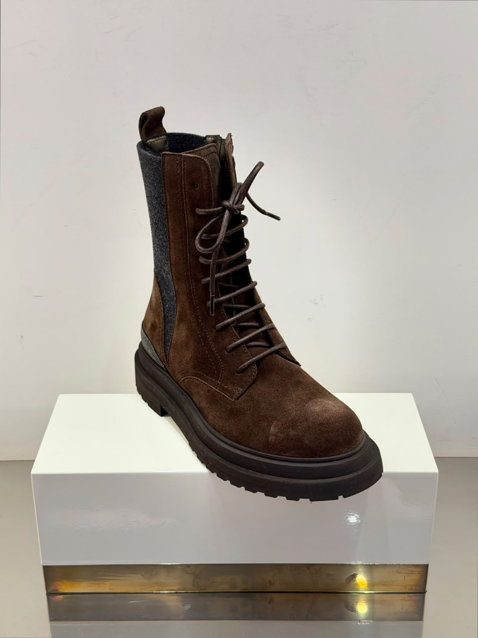 Lace-up Suede Combat Boots