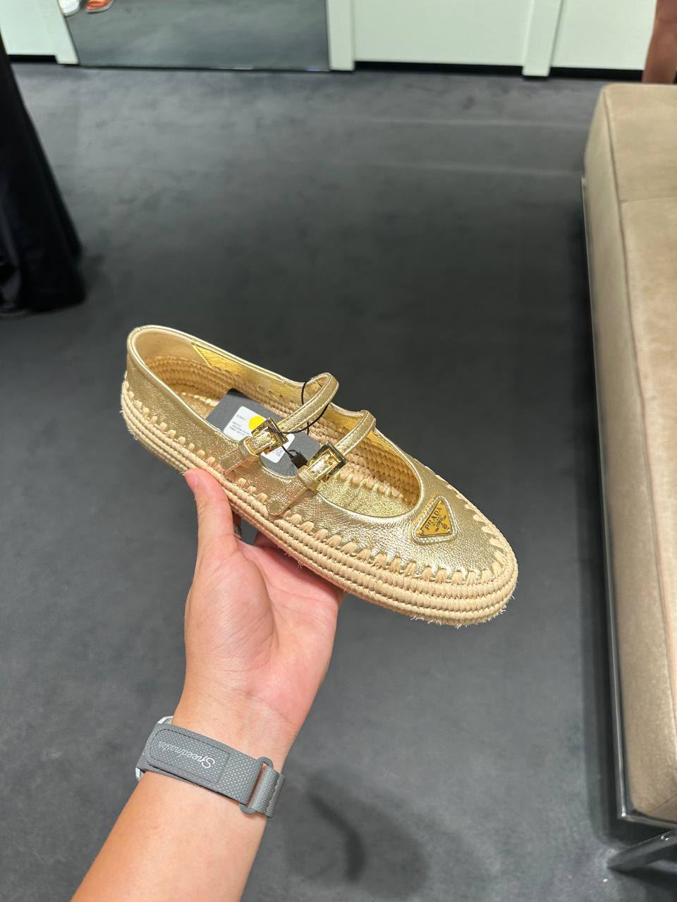Metallic Leather Espadrille Mary Janes