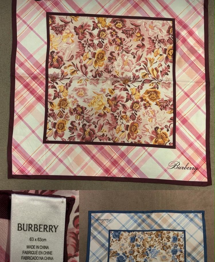 Floral Plaid Silk Square Scarf