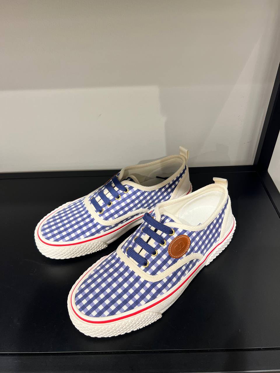 Garavani Gingham Canvas Low-Top Sneaker